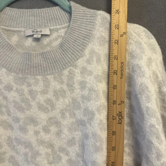 Rails Lana Sweater Grey Ivory Mixed Animal Print Size L Wool Cashmere Blend - Picture 10 of 11